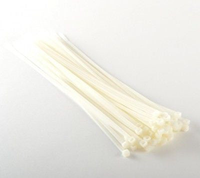 50 Piece Pack of 11" Long White Plastic Cable Zip Pull Tie Tye Cabletie Clamp - tool