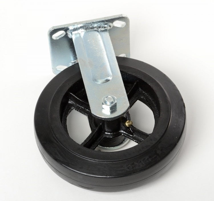8" Black Rubber Caster Trolly Wheel Heavy Duty Roller Cart Fixed Straight