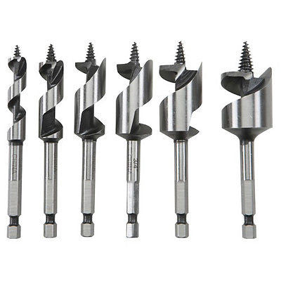 6 Piece Stubby Auger Drill Bit Set - tool