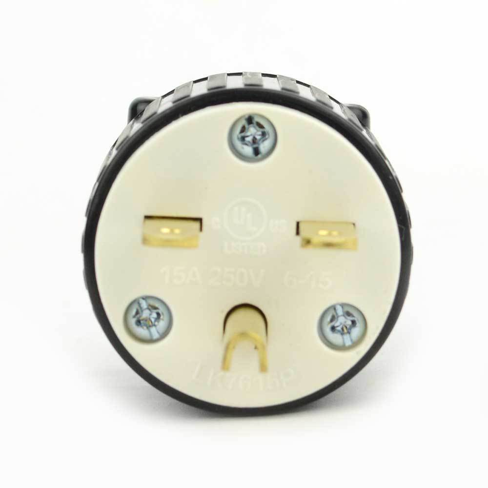 Double Straight Electrical Plug 3 Wire, 15 Amps, 250V, NEMA 6-15P - tool