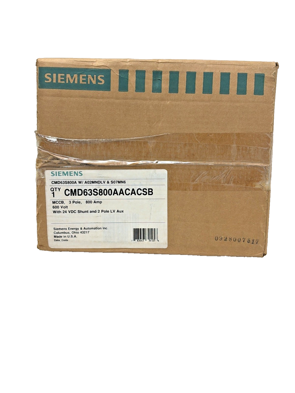 SIEMENS CMD63S800AACACSB Molded Case Circuit Breaker, 600 VAC/500 VDC, 800 A