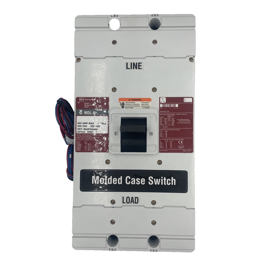 EATON MDL3800WKA0901 3P 800A Molded Case Switch W/ 36" Wire Leads