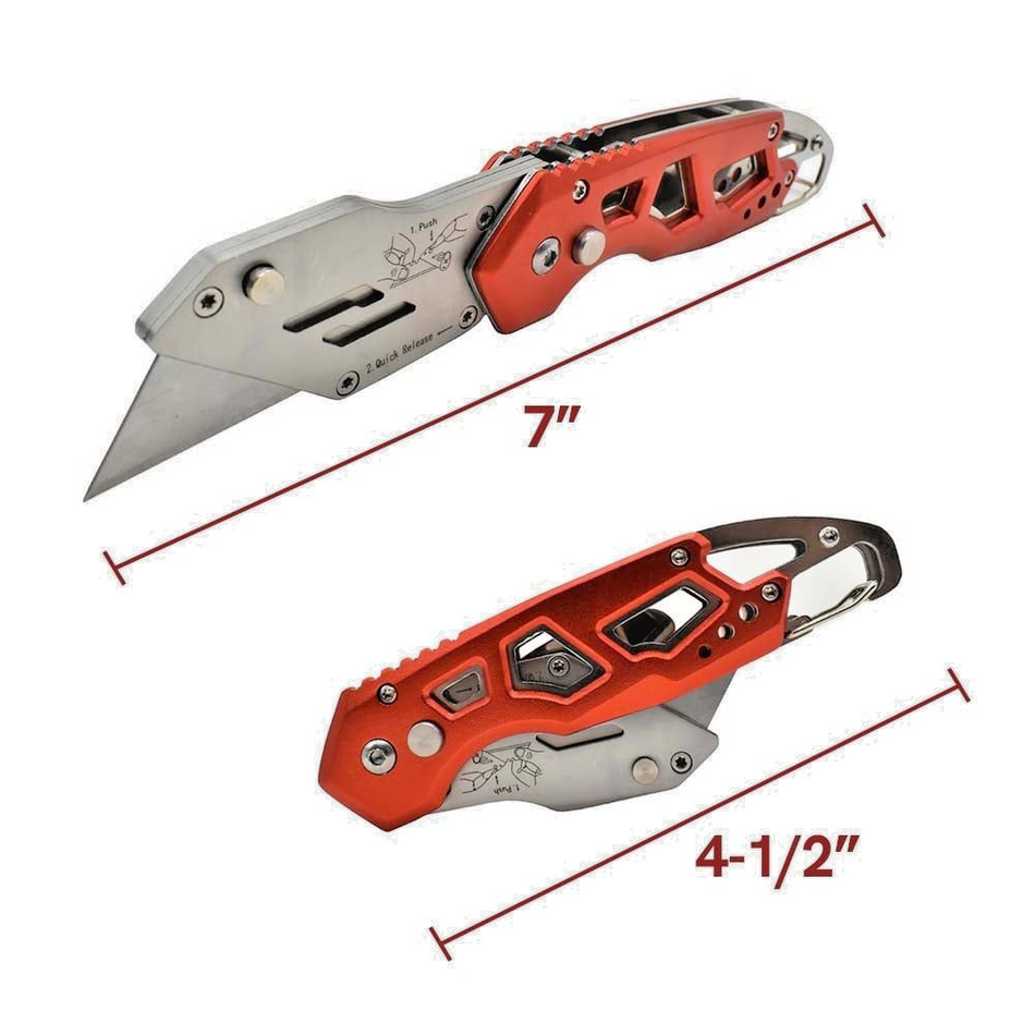 Foldable Utility Knife With Belt and Carabiner Clip, Superior Steel UK750
