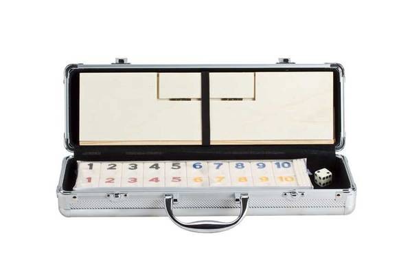 5017AL Deluxe Rummy Game with Wooden Racks in Aluminum Case