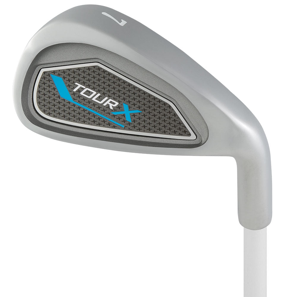 Golf club head with 'TOUR X' branding on a white background