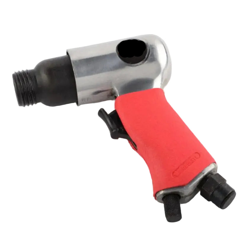 A pneumatic impact wrench with a silver metal body, a red ergonomic handle grip, and a black chuck, shown on a white background with an AK Instruments logo watermark in the corner.