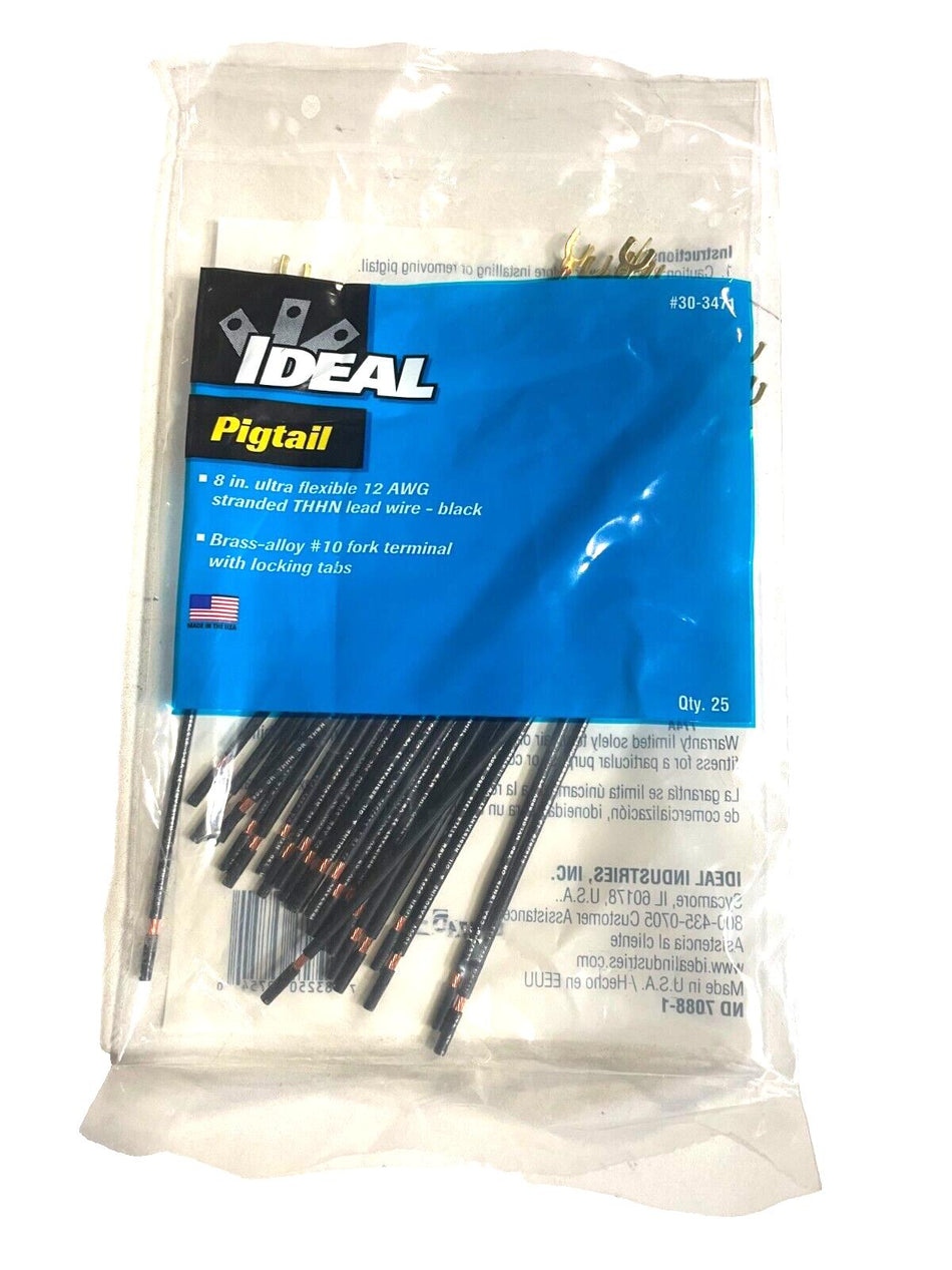 Ideal 30-3471 Pigtail Connector, Pigtail, Black, Pk25