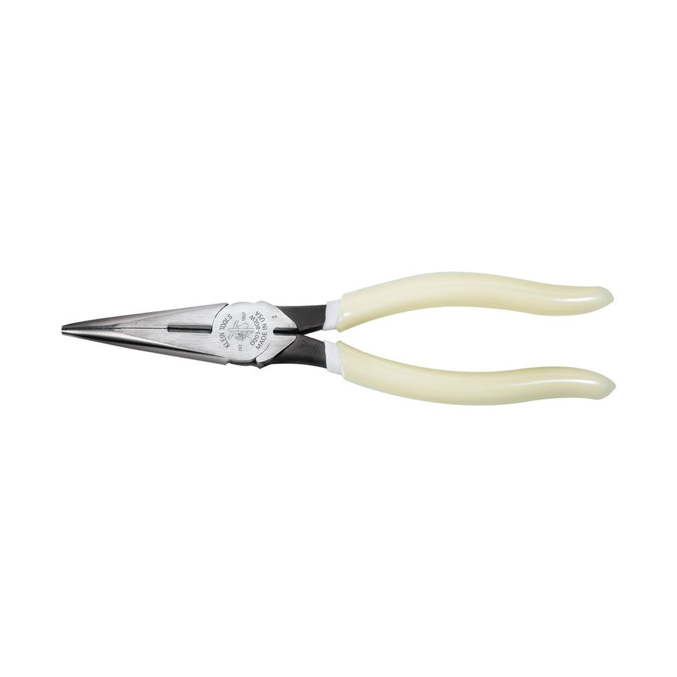 KLEIN TOOLS D203-8-GLW Pliers, Needle Nose Side-Cutters, High-Visibility, 8-Inch