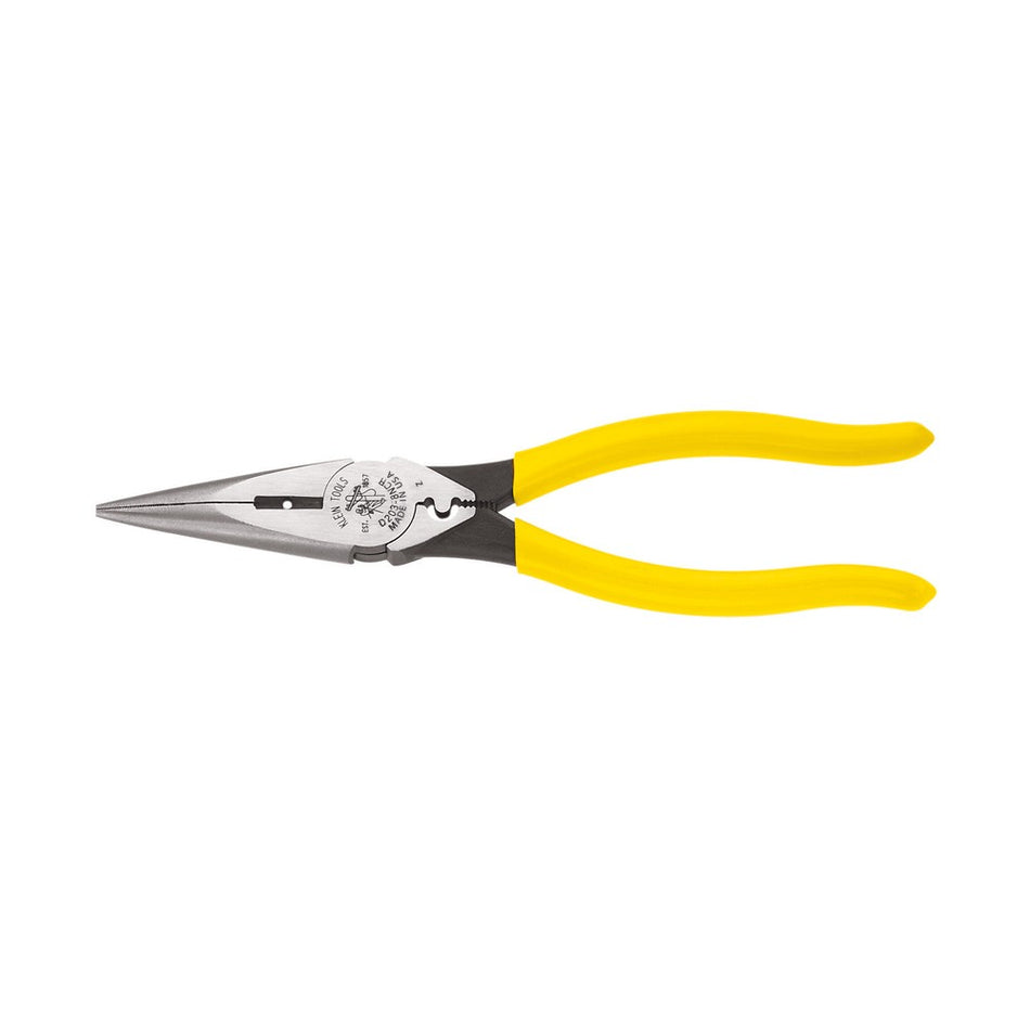 KLEIN TOOLS D203-8NCR Pliers, Needle Nose Side Cutters with Stripping and Crimpi