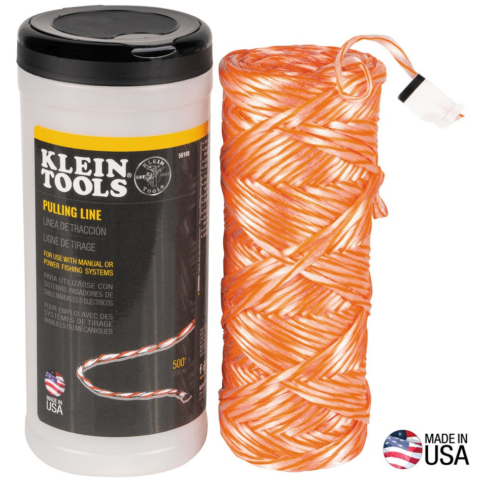 Klein Tools 56108, Poly Pull Line with Orange Tracer 500-Feet - NEW!