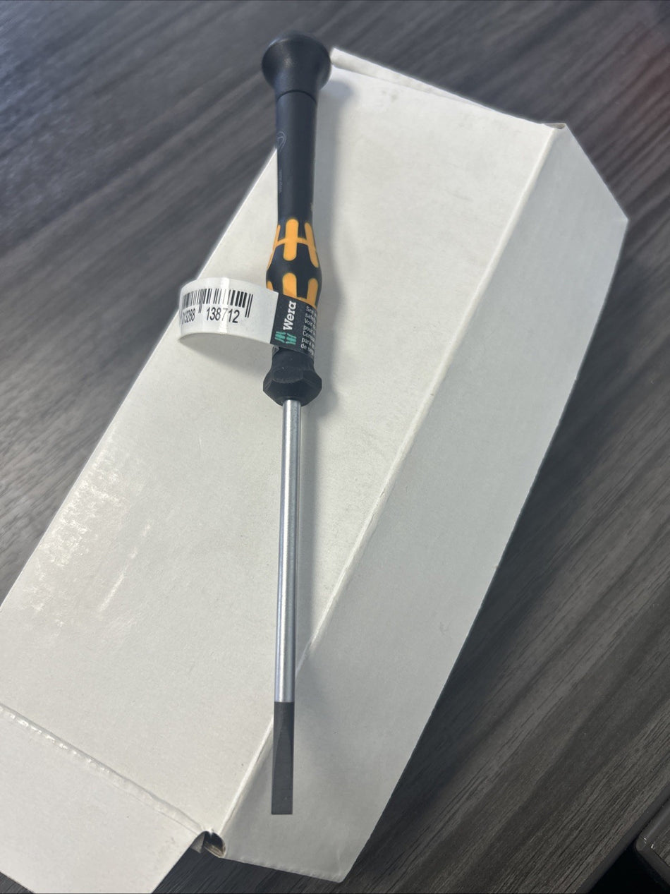WERA 030107 Screwdriver, Slotted, Precision, 80 mm Blade, 4 mm Tip 05030107002