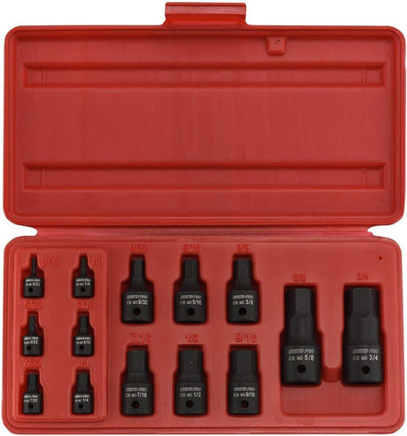 Set of black sockets in a red tool case
