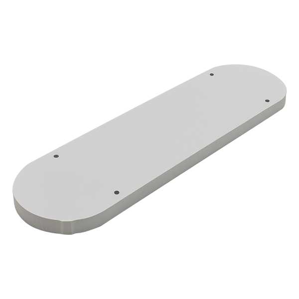White oval-shaped object on a white background