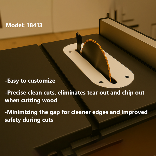 Table saw with text highlighting features and model number