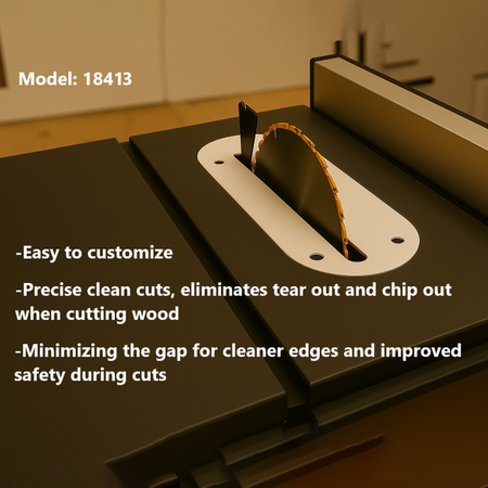 Table saw with text highlighting features and model number