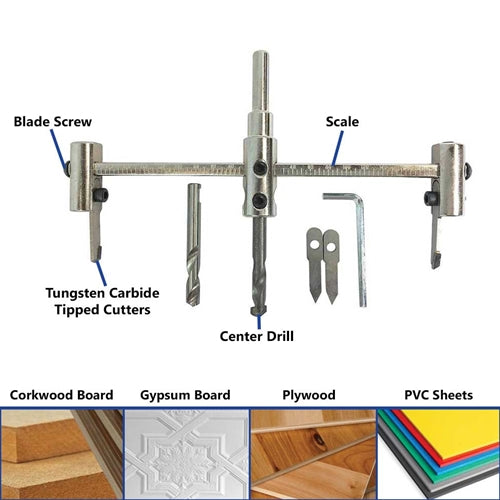 Large Hole Adjustable Carbide Tipped Circle Cutter Drill Bit - JABETC