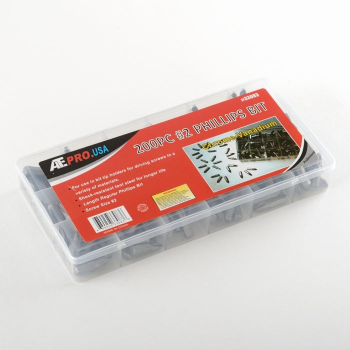 200 Piece Bulk Loose #2 Phillips Screwdriver Tips