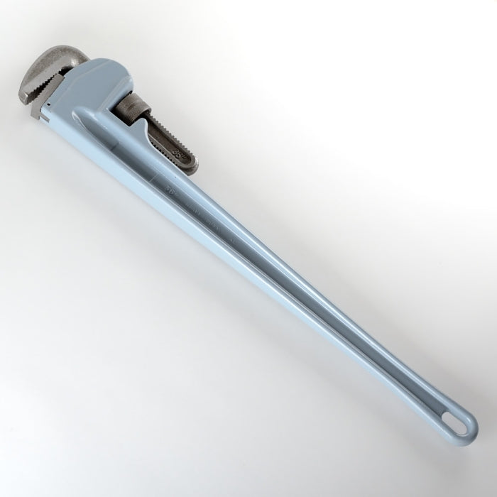 Metal pipe wrench on a white background