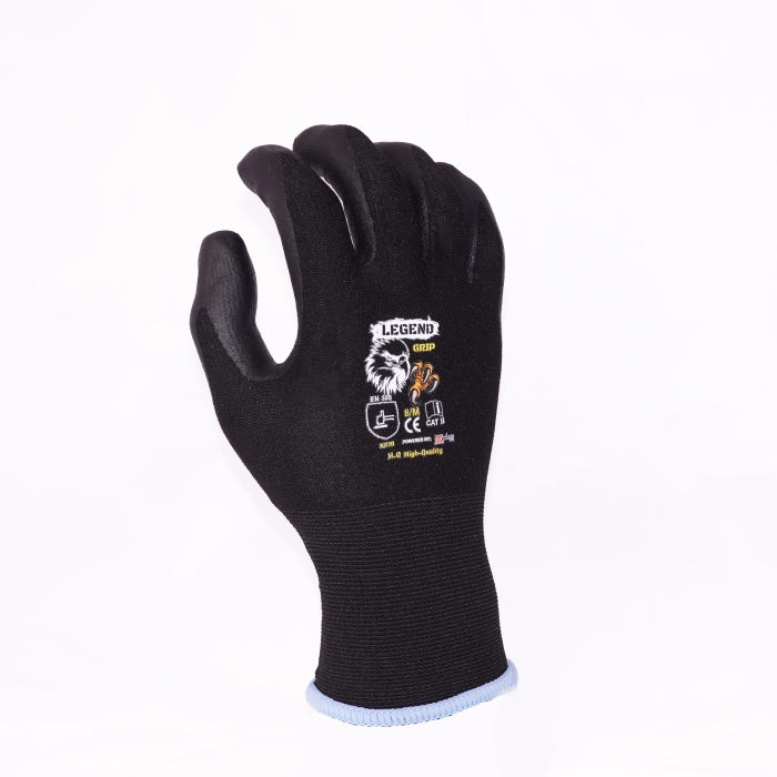 LEGEND GRIP FOAM NITRILE PALM COATED GLOVES - BLACK