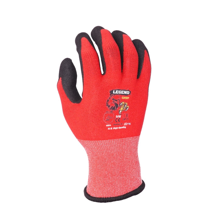 LEGEND GRIP SANDY NITRILE PALM COATED GLOVES - RED