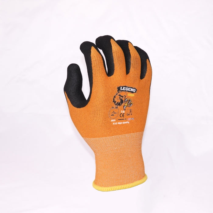 LEGEND GRIP SANDY NITRILE PALM COATED GLOVES - ORANGE