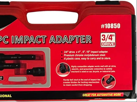 3-piece impact adapter set in a red carrying case with AAE Pro-Tools branding.