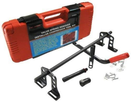 Valve spring remover tool kit with red carrying case on a white background