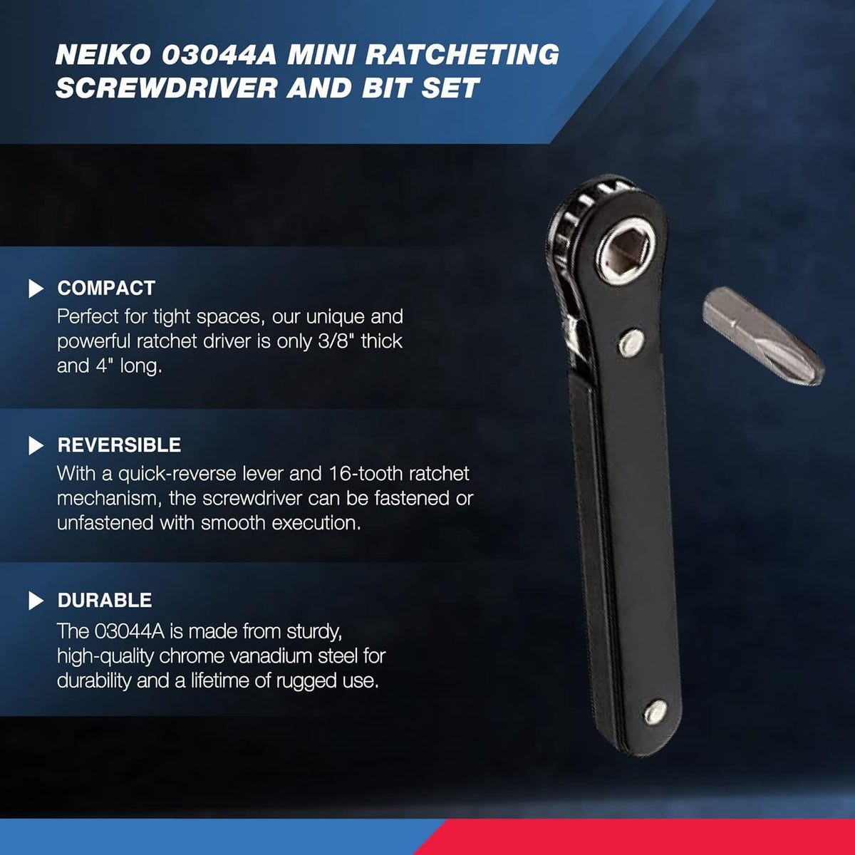 Close Right Mini Ratchet Ratcheting Angle Head Angled Offset Screwdriver Bit Set - JABETC