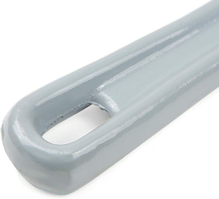 Close-up of a gray plastic handle on a white background