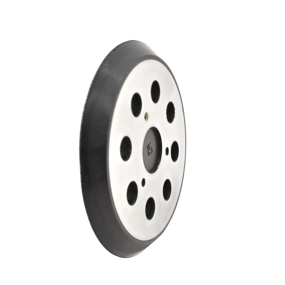 Gearing wheel with black and white design on a white background