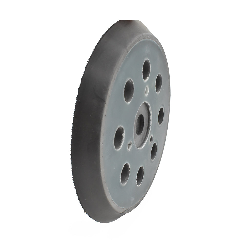 Gray wheel with multiple holes on a white background