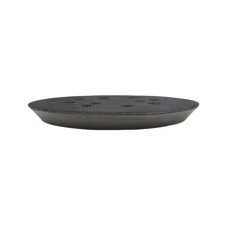 Black wireless charging pad on a white background