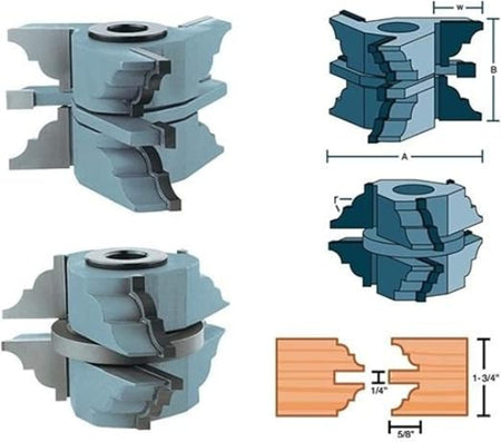 Technical product diagram showing a metal mechanical component from multiple angles with dimension labels and a cross-section detail, on a white background.