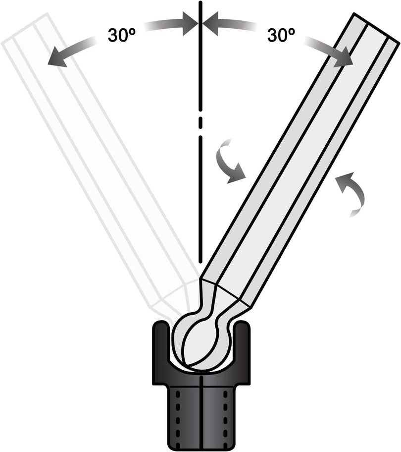 Diagram showing a Y-shaped component with 30-degree angles and arrows indicating directions.