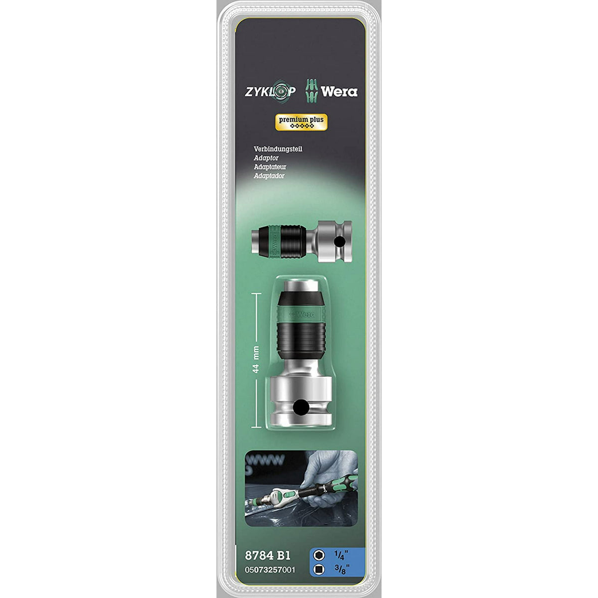 Wera 8784B1 Zyklop Bit Adaptor 3/8" Square Drive to 1/4" Hex 05003590001 - JABETC