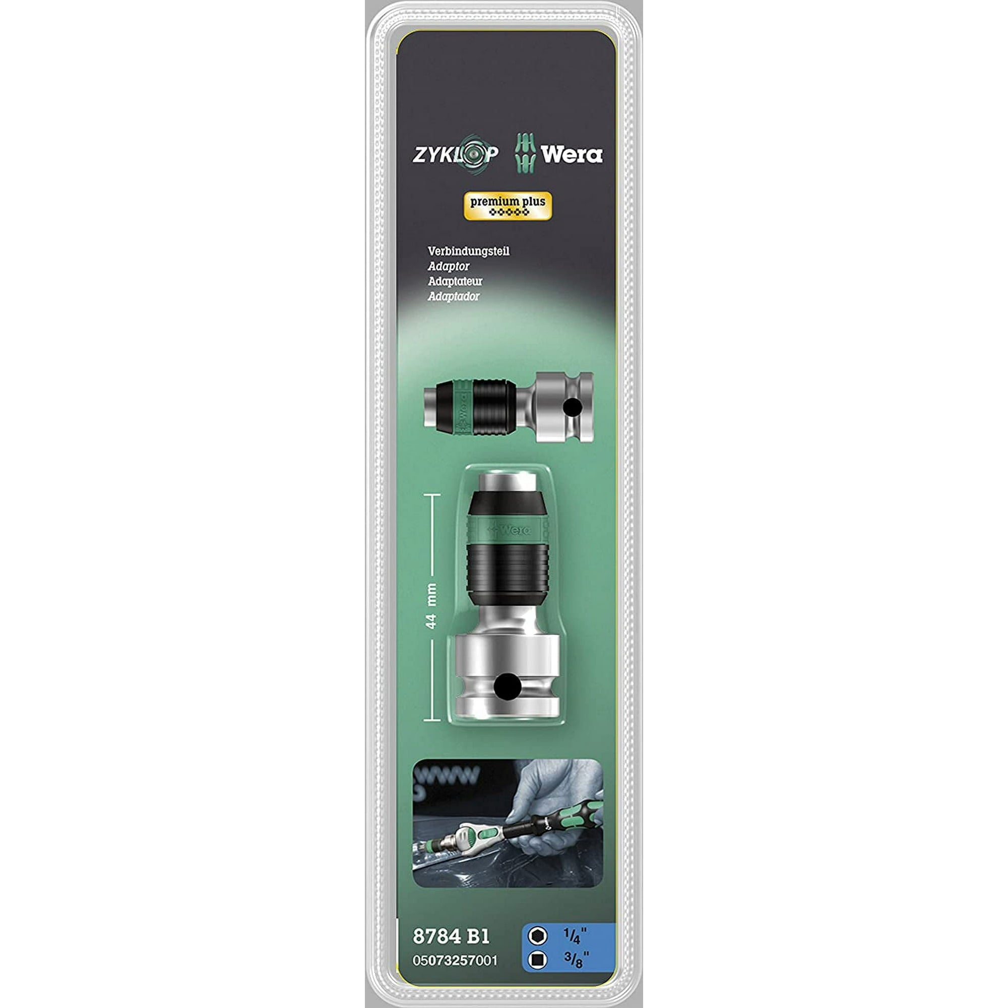 Wera 8784B1 Zyklop Bit Adaptor 3/8" Square Drive to 1/4" Hex 05003590001 - JABETC