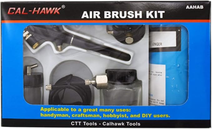 Cal-Hawk air brush kit packaging with tools and accessories.