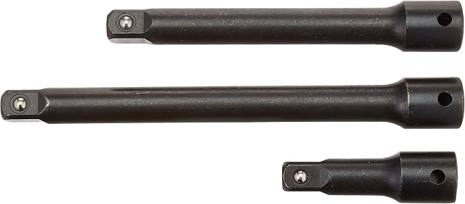 3 Piece 1/2" Drive Black Oxide Impact Extension Bar Set