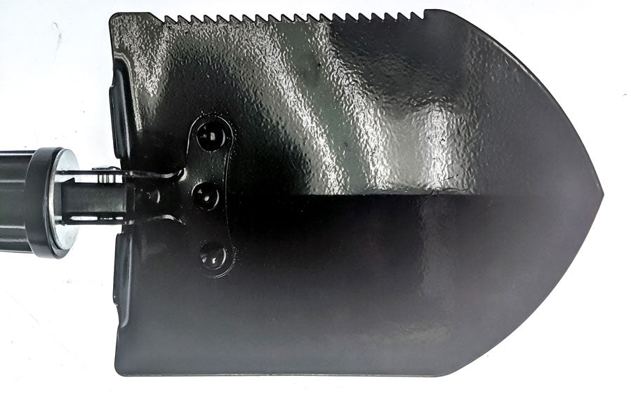 Black folding shovel on a white background