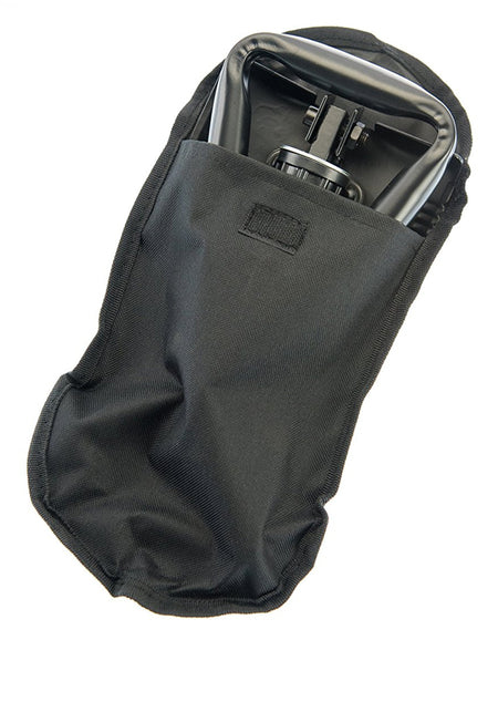 Black protective cover for a camera lens on a white background