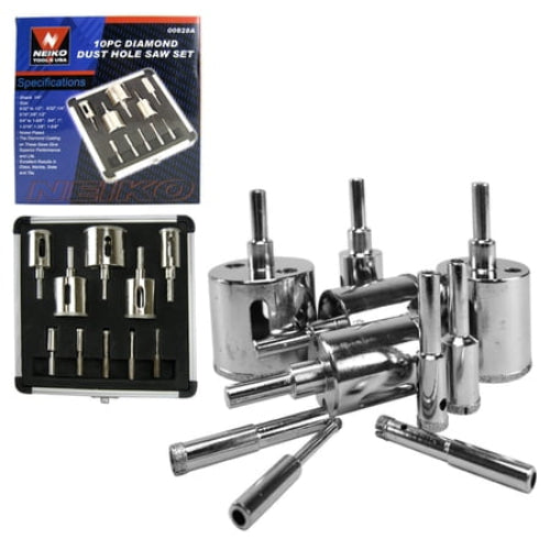 10 Piece Diamond Coated Hole Saw Large Drill Bits for Tile Glass Marble Holesaw
