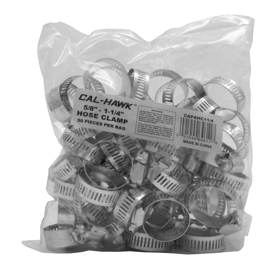50 Piece Bulk Bag of Metal Steel Hose Clamps 5/8" to 1-1/4"Diameter