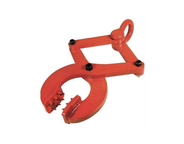 A red metal clamp or gripper tool with black adjustment screws, shown on a plain white background.