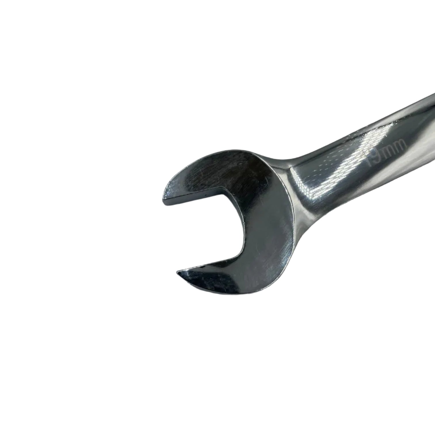 Metal wrench on a gray background
