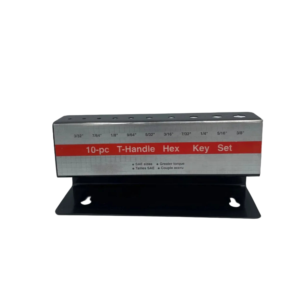 Metal bracket with a label on a white background