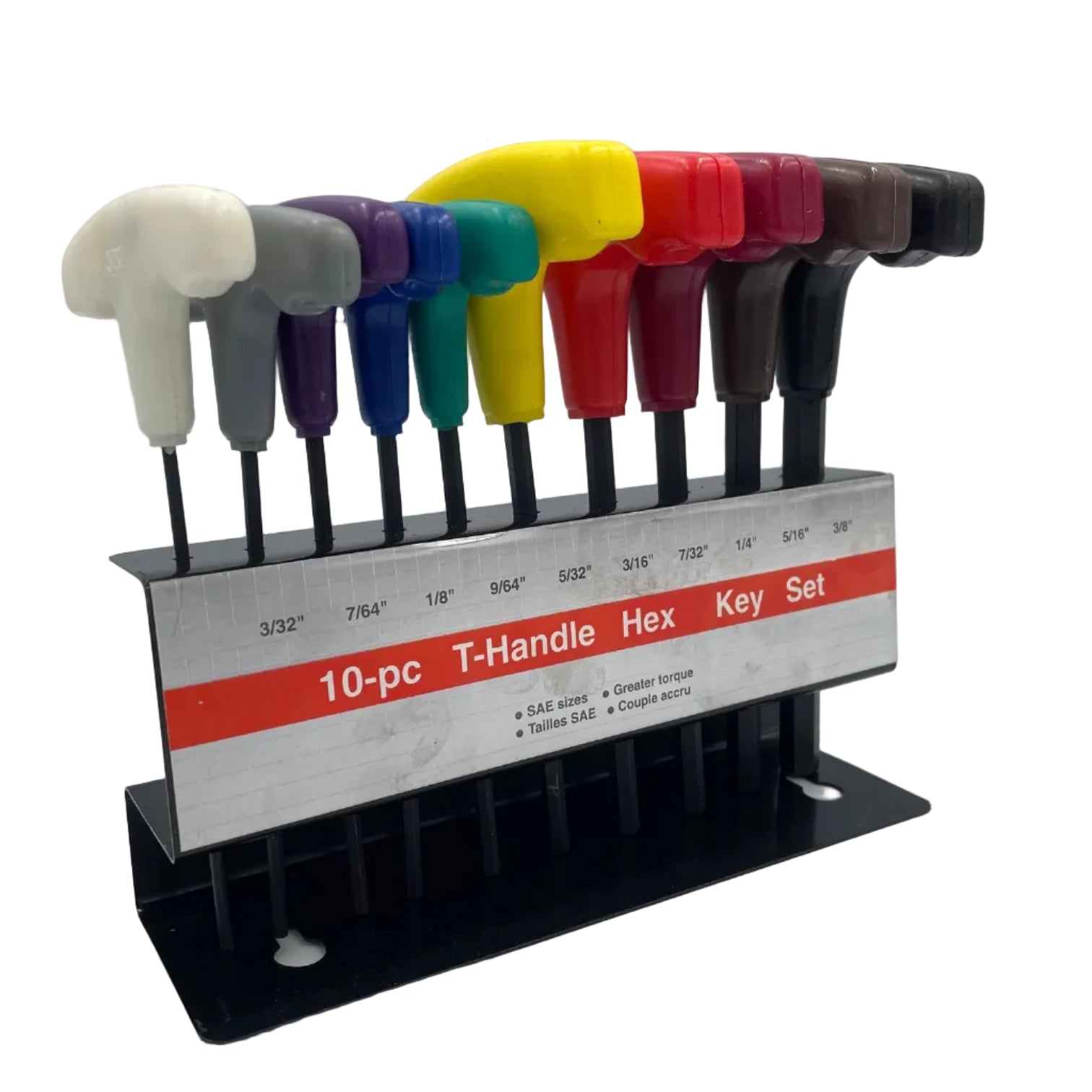 Set of colorful hex keys with a ruler on a white background
