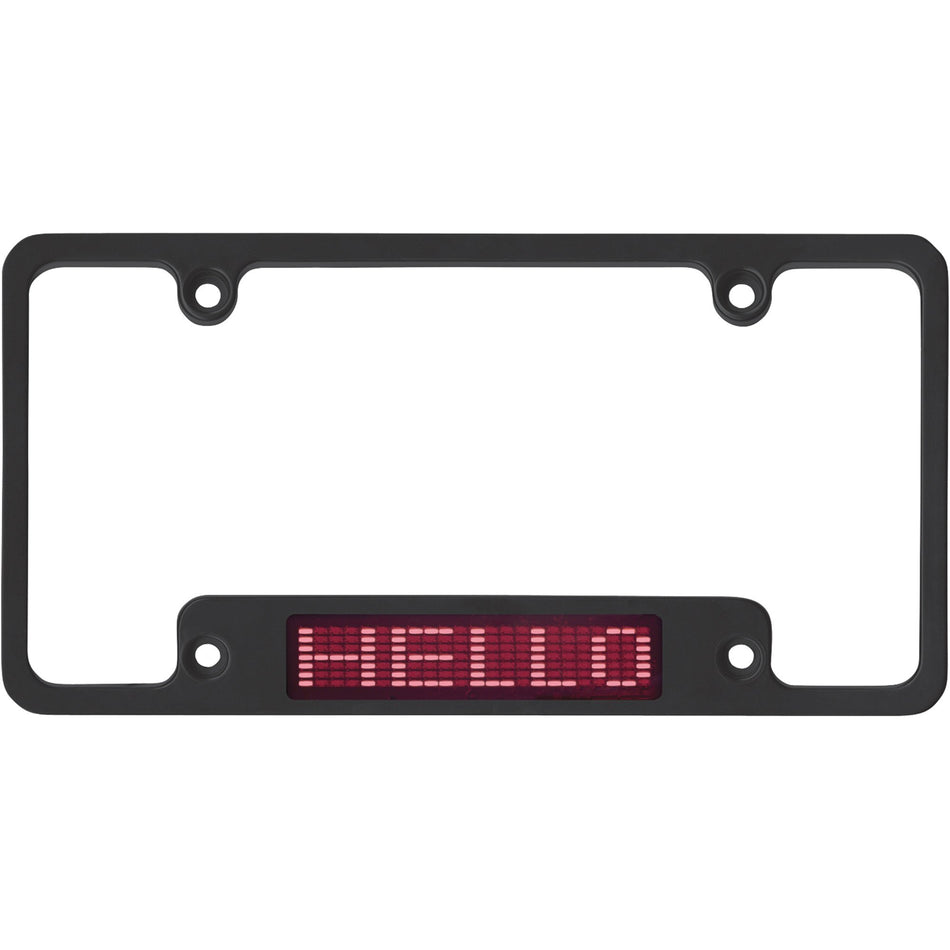 Red LED Moving Message License Plate Frame Black