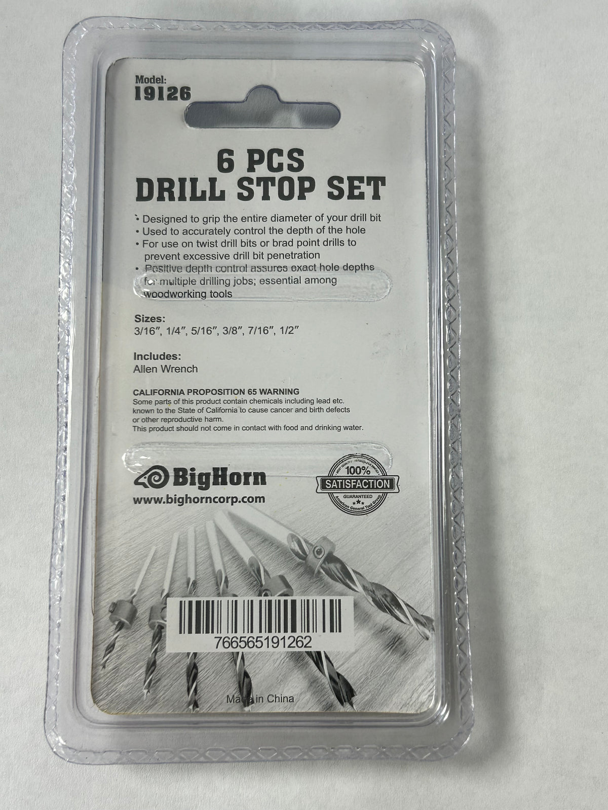 BigHorn 19126 Drill Bit Depth Stop Collar Set 6 pc - JABETC