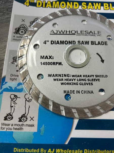 4" Diamond Blade For Grinder or Saw - JABETC