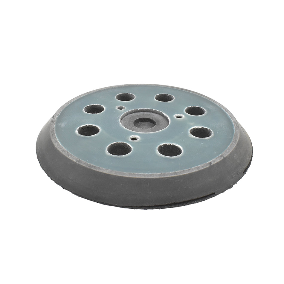 Gray sanding disc with multiple holes on a white background
